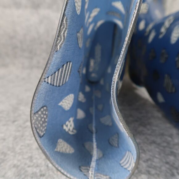 Toms Shoes Womens 7 Rain Boots Rubber Print Pull On Cabrilla Round Toe Blue Tall - Picture 9 of 15